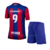 Camiseta Barcelona Lewandowski Primera Equipación 2023-24 Niño UEFA Champions League -